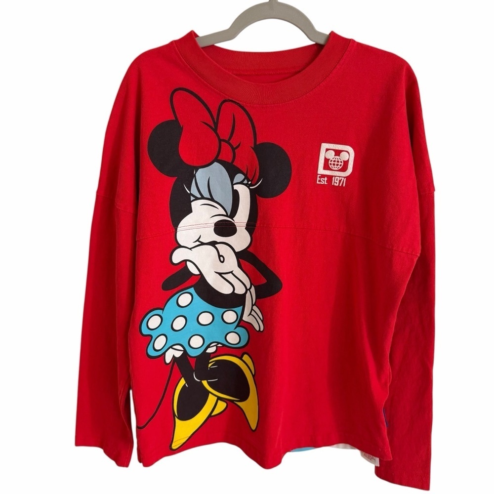 Girls Large 11/12 Red Minnie Mouse Spirit Jersey Walt Disney World Long Sleeve